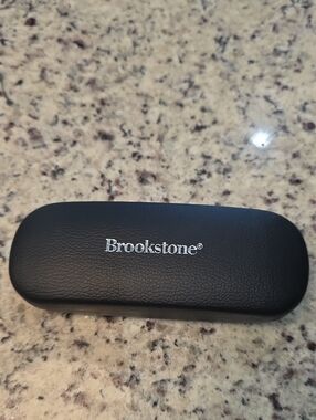 Brookstone Black Hard Shell Glasses Case with Silver Logo